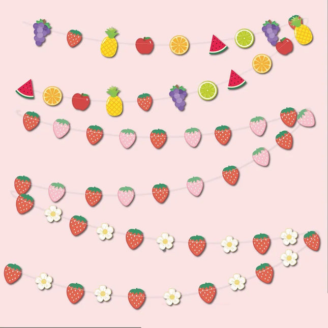 12 inch Strawberry Theme Latex Balloon Hawaiian Party Decoration Fruit Strawberry Pineapple Paper Strands Flower Children's Birt