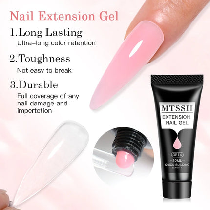 Mtssii 20ml Extension Nail Gel Set Full Manicure Kit Nude Pnk White Quick Extension Nails Building Fingertips Tools Set