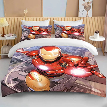 10 Sizes Marvel Iron Man Bedding Set Cartoon Anime Duvet Cover Comforter Pillowcase Boys Girls Children Adults King Bed Set