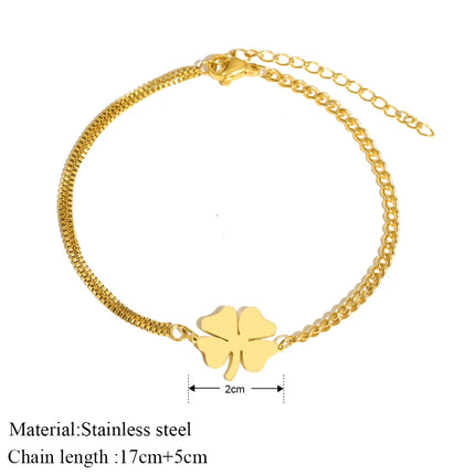 Stainless Steel Bracelets Classic Lucky Clovers Pendant Hip Hop Bracelet For Women Jewelry Non-fading High-quality Everyday Wear