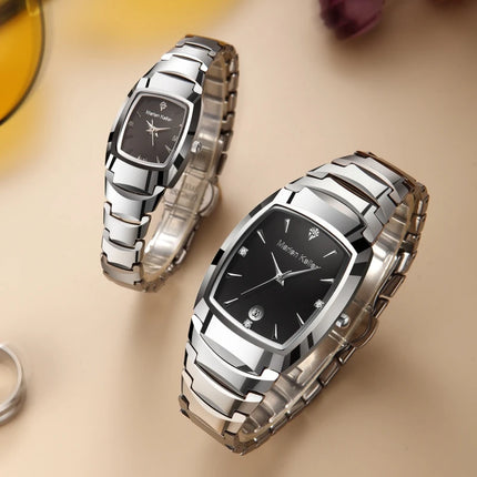 Marlen Keller's New Fashion Trend Couple Watch Band Calendar Watch Tungsten Steel Waterproof Quartz Watch