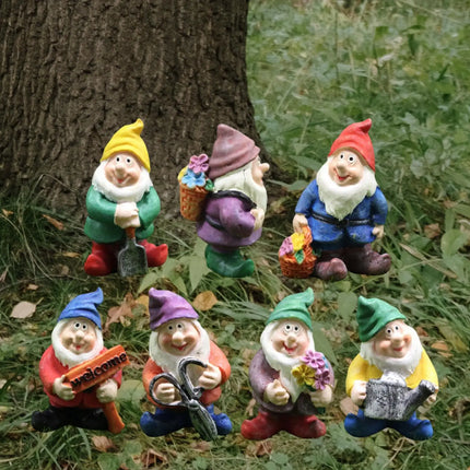 Seven Dwarfs Gnomes Statue Decorations Micro Landscape Miniature Ornament