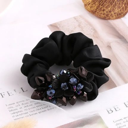 Bow Hair Fantaisie Tie  Elastic Hair Bands  Yarn Silk Flower  Headdress Elastique Cheveux Fille for Hair Accessories Woman