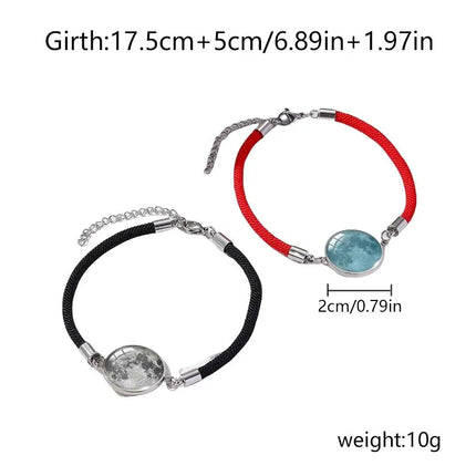 2 PCS/Set Stainless Steel Couple Bracelet For Women Lover Luminous Sun Moon Rope Charm Friendship Girlfriend Party Jewelry Gift