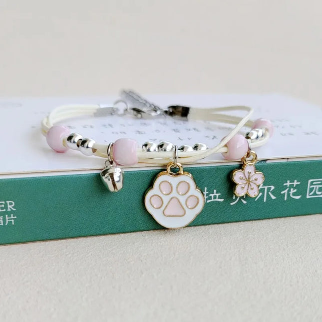 2023 New Simple Cute Cartoon Bunny Bracelet for Women Sweet Pink Series Pendant Hand-Wowen Bracelets Bangles Couple Friends Gift