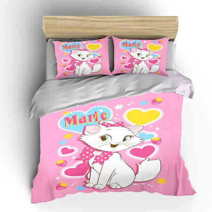 Disney Marie Cat Cartoon Bedding Set Quilt Duvet Cover 3 Pieces Pillowcase King Queen Size Bedclothes Children Bed Decor Gift