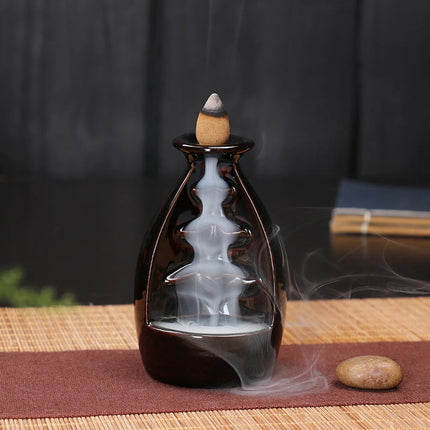 Ceramic Incense Burner Waterfall Backflow Smoke Censer Creative Incense Ornament Burner Home Decorative Crafts for Living Room