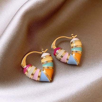 Colorful Heart Ear Buckle 2024 New Korean Fashion Women's Earring Precious Hoop Earrings Gold Plating Jewelries Girl Gifts

Colorful Heart Hoop Earrings - Charming Gold Plated Women's Earrings for Girls