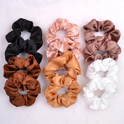 3.9 inch Women Silk Scrunchie Elastic Handmade Multicolor  Hair Band Ponytail Holder Headband Hair Accessories