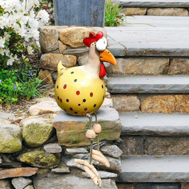 Ceramic Chicken Hilde Garden Decoration Animal Figure Garden Plug Pottery Figurines Handcraft Landscape Ornament Miniatures