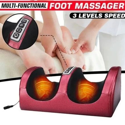 Electric Foot Massager Heated Roller Calf Relief Fatigue Shiatsu Kneading Deep Tissue Muscles Vibrator Machine Full Body Relaxed