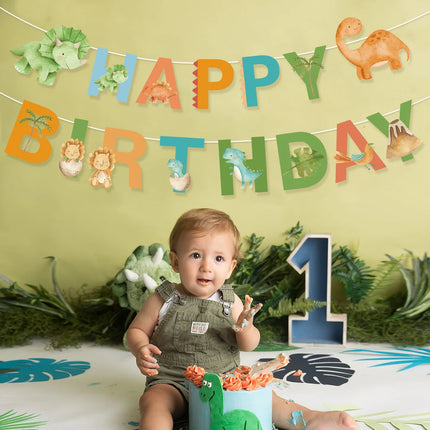 Dinosaur Happy Birthday Garland Banner Roar Dino Party Balloons Jungle Animal Safari 1st Kids Birthday Party Decoration Supplies