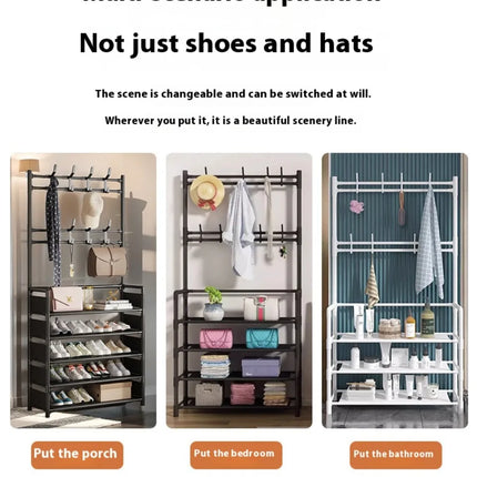 Clothes Hat Hangers Shoe Rack Multi-ayer Shoe Rack Simple Floor Shoes and Hat Racks Load-bearing Living Room Organizer Shelf