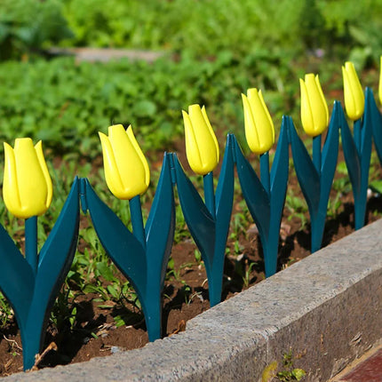 5PCS Simulation Tulip Flower Garden Fence Plastic Colourful For Outdoor Yard Lawn Decor Border Lawn Fence Gardening landscaping