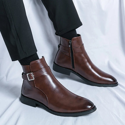 Classic Male Chelsea Boots Outdoor Leather Fashion Shoes Men Pointed Toe Men's Ankle Boots Luxury Brand Men Low Top Casual Shoes