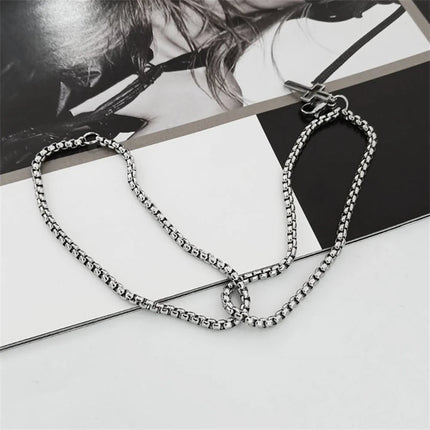 Double Chain Hollow Cross Pendant Stainless Steel Lobster Claw Claw Bracelet Fashion Hip Hop Punk Party Men's Jewelry Gift