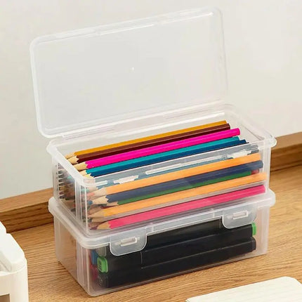 Pencil Case Box PP Material Transprant Pen Box Stationery Pen Case Supplies Pencil Storage Multifunction Transparent