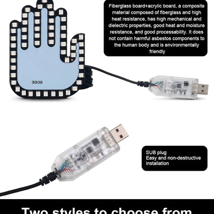 New LED Illuminated Gesture Light Car Finger Light With Remote Road Rage Signs Middle Finger Gesture Light Hand Lamp Three Model