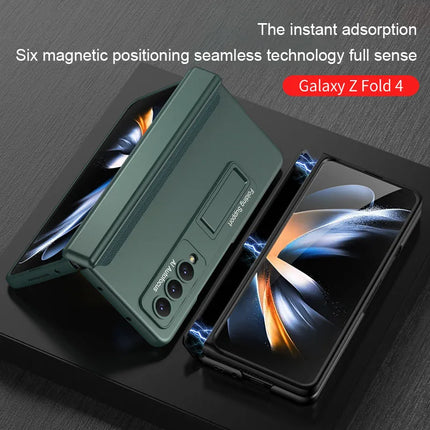 Case For Samsung Galaxy Z Fold 6 5 4 3 2 5G Magnetic Adsorption Hinge Protection Phone Cover Kickstand Hard Plastic Magnet Case