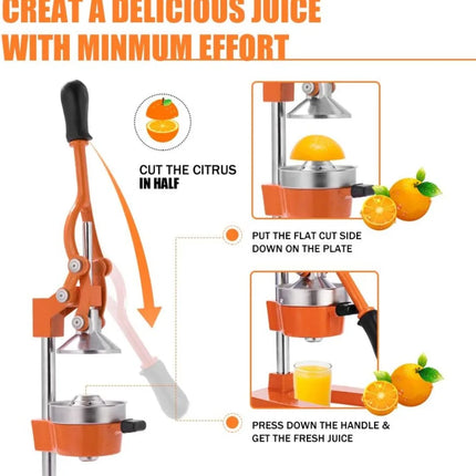 Commercial Heavy Duty Cast Iron Hand Press Manual Orange Citrus Lemon Lime Grapefruit Pomegranate Fruit Juice Squeezer Machine