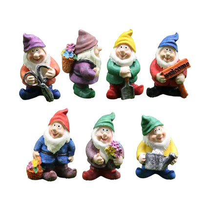 Seven Dwarfs Gnomes Statue Decorations Micro Landscape Miniature Ornament