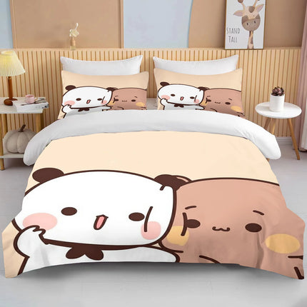 Bubu Dudu Cartoon Cute Bear Kawaii Christmas Gift King Twin Double Child Bedding Set Microfiber or Polyester Duvet Cover Set