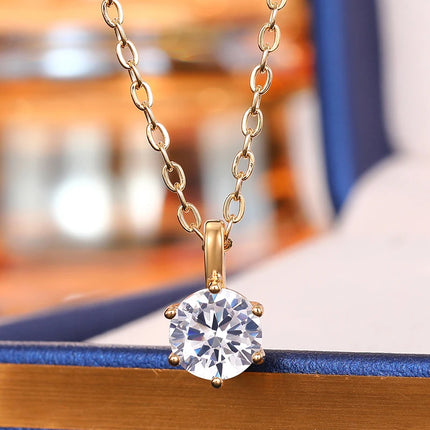 Huitan Luxury 6 Claw Cubic Zirconia Pendant Necklace for Women Simple Elegant Female Accessories Wedding Trend Statement Jewelry