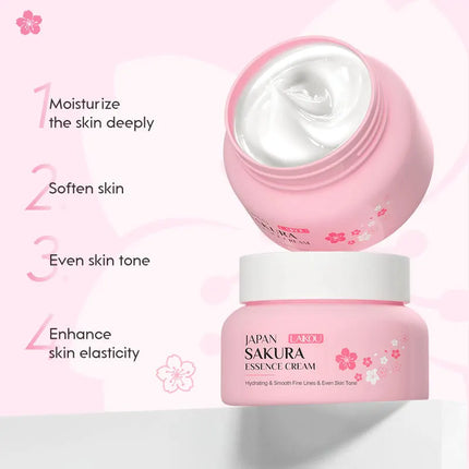 2pcs LAIKOU Japan Sakura Essence Face Cream Cherry Blossom Smoothing Facial Cream Moisturizing Hydration Korean Skin Care