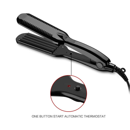 Professional Hair Crimper Curler Dry & Wet Use Corrugated Irons Ceramic Curling Iron with Temperature Control Waving Tool