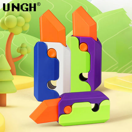 UNGH Luminous 3D Carrot Gravity Knife Anti-stress Fidget Toys Children Push Card Push Stress Relief Toy for Kids Adult Xmas Gift