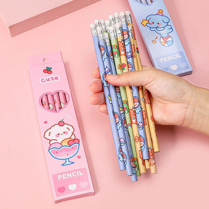 6 Pieces/Set  Graphite Anime Pencils HB Cute Children Sketching Supplies Drawing Stationery Pencil School art  Student Writing