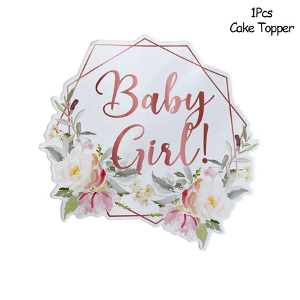 Baby Girl Paper Plates Cups Disposable Tableware Gender Reveals Baby Shower Party Decoration Supplies