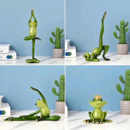 Yoga Frog Statue Resin Figurine Office Home Decoration Handmade Crafts Sculpture Entrance Wine Cabinet Ornaments Desktop Decor