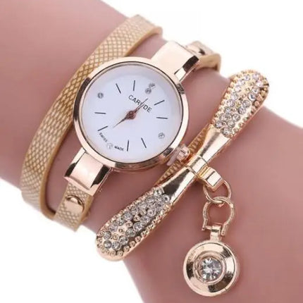 Women Wristwatch Casual Bracelet Watch Set Leather Rhinestone Analog Quartz Watches High Quality Waterproof Clock Set Reloj