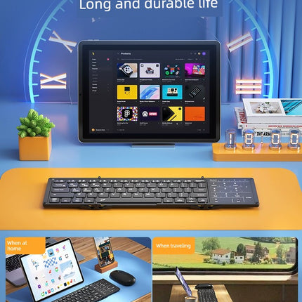 Bow Foldable Bluetooth Keyboard Mouse Digital Touch Pad Laptop Wireless Mute External Portable Charging