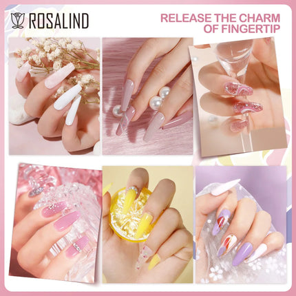 ROSALIND Gel Nail Polish Pure Color  UV Nail Art Design Semi Permanent Varnishes Soak Off Base Top Coat Gel Polish Need LED Lamp