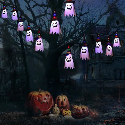 Halloween Theme LED Lights Pumpkin Ghost Lights String for Courtyard Store Hanging Decorations Terror Atmosphere Party Decor