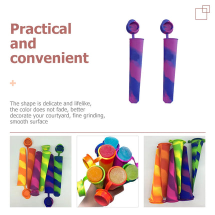 2 Pcs Food Grade Silicone Reusable Flexible Smooth Kitchen Gadgets Dining Accessories Ice Cream Tools Popsicle Molds Ice
