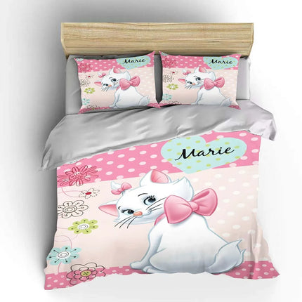 Disney Marie Cat Cartoon Bedding Set Quilt Duvet Cover 3 Pieces Pillowcase King Queen Size Bedclothes Children Bed Decor Gift