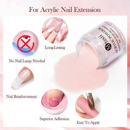 Nail Crystal Powder Kit Acrylic Liquid Set With Nail Brush Pink White Acrylics For Nails Extension Carving Professional Set