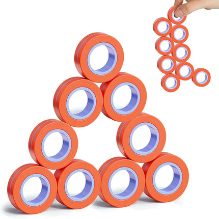 Magnetic Rings Fidget Toy for Adult, Idea ADHD Anxiety Magnetic Fidget Toys Set Fidget Spinner Rings for Relief, Gifts for Teen