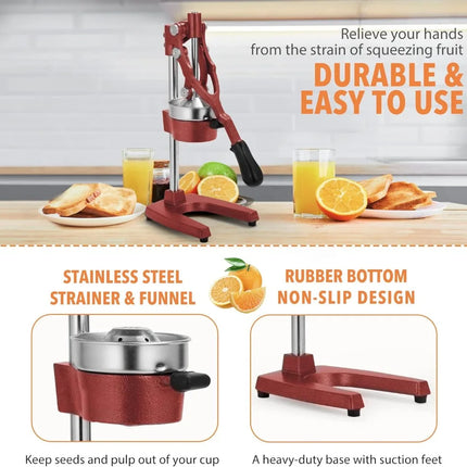 Commercial Heavy Duty Cast Iron Hand Press Manual Orange Citrus Lemon Lime Grapefruit Pomegranate Fruit Juice Squeezer Machine