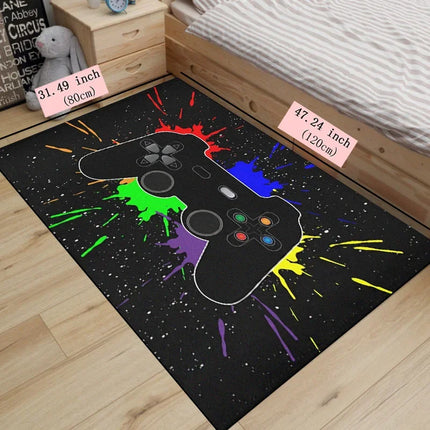 Large Area Rugs Gamer Carpet Black Gamepad for Living Room Home Decor Game Controller Patterns Decoration Gaming Boys Paint Rug