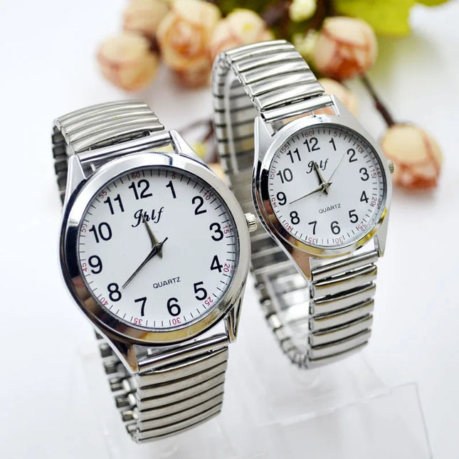 100pcs/lot  Quartz Watch Silver Elastic Strap Steel Band Men's Women's Watches Lovers Watch 100pcs/lot Wholesale