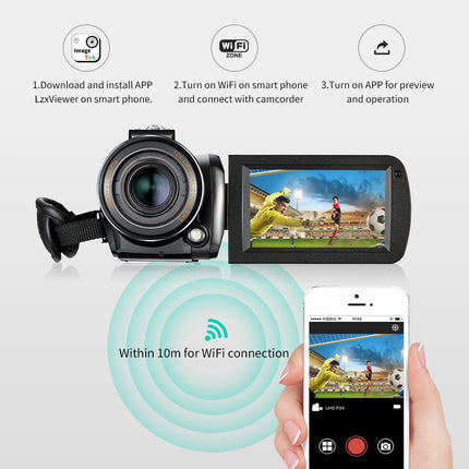 Video Camera YouTube Live Stream 4K Professional Ordro AC5 12X Optical Zoom Digital Camcorder Vlogging Blogger Filming Filmadora