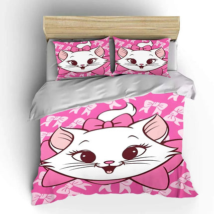 Disney Marie Cat Cartoon Bedding Set Quilt Duvet Cover 3 Pieces Pillowcase King Queen Size Bedclothes Children Bed Decor Gift