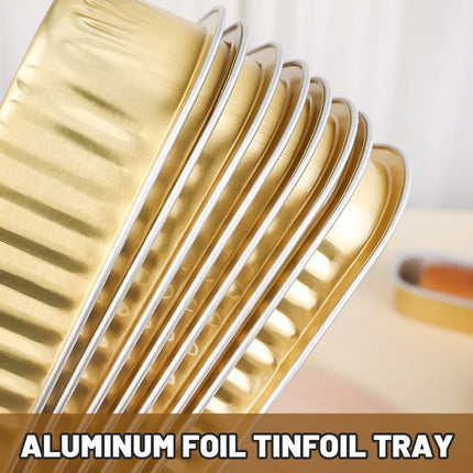 5/10Pcs Aluminum Foil Baking Tray Rectangle Tin Cup Reusable Air Fryer Tinfoil Pan Pudding Cake Mold Baking Pastry Tool Bakeware