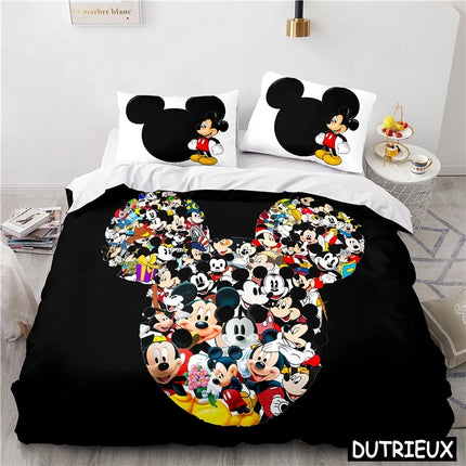 Lovely Mickey Minnie Mouse Duvet Cover & Pillowcase Set Twin Full Queen King Size Bedding Set Soft Comforter Cover Set Bedspread