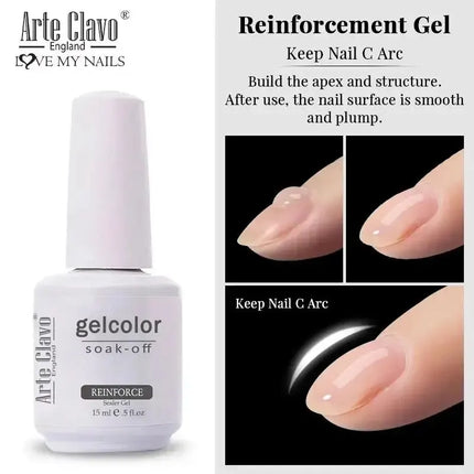 Arte Clavo UV LED Soak off Base Coat Gel Enhancer Nail Gel Polish Matte Top Coat Super Glossy No Wipe Top Coat Reinforce Gel Set