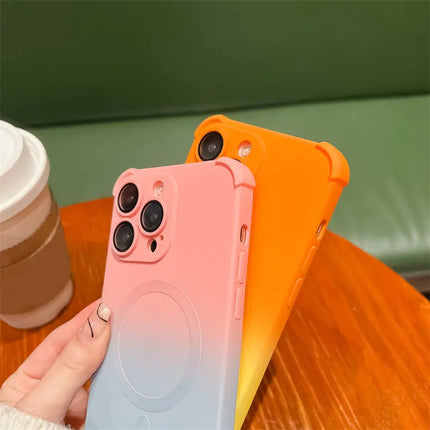 Gradient Magnetic Wireless Charging Phone Case For iPhone 14 13 11 15 Pro Max 14 Plus 11 Shockproof Camera Protection Soft Cover